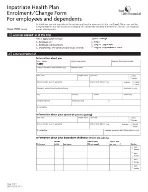 Inpatriate Health Plan EnrolmentChange Form For Employees - Fill and ...