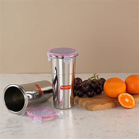 Stainless Steel Airtight Dust Proof Big Glass / Tumbler with Lid ...