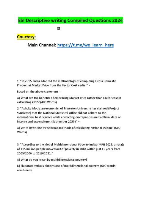 1 ESI ALL Compiled Questions - ESI Descriptive writing Compiled ...