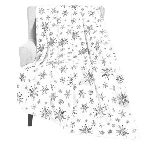Amazon.com: Merry Christmas Throw Blanket, Silver Snowflake Foil Print ...