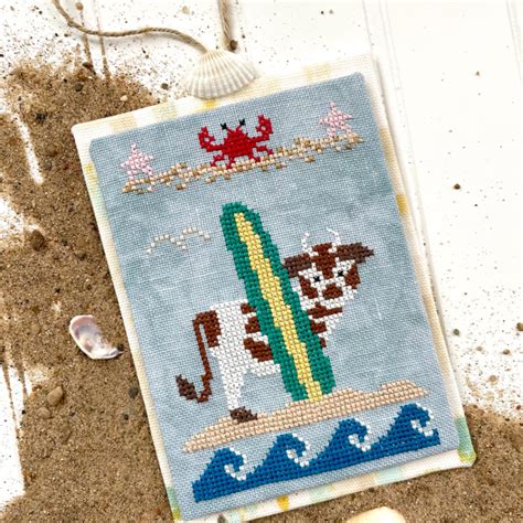 Petal Pusher Beach Day - Hang Ten Heifer - Cross Stitch Pattern - 123Stitch