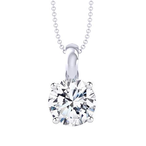 iJuels 925 Sterling Silver White Gold Plated Round Solitaire Pendant ...