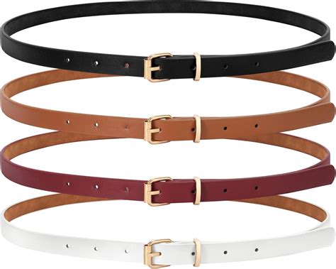 SANSTHS 4 Pack Women Thin Belts for Jeans Dresses Coats Skinny Women ...