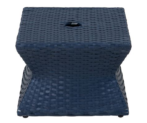 Sunjoy Outdoor Side Table with Umbrella Hole, Poolside 16 Inch Rattan ...