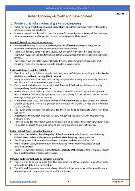 Insights IAS-Insta Mains Exclusive Economy 2021-English Medium-Notesindia