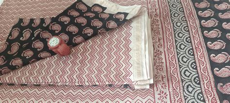 White red'n'black Maheshwari bagh print suit. – Blocks & Threads