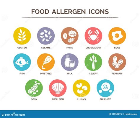 Food Allergen Icons Set stock vector. Illustration of ingredient - 91350275