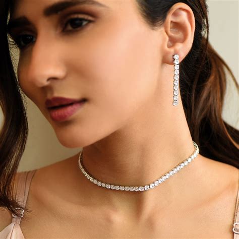 Buy Fida Wedding Luxurious Rhodium-Plated American Diamond Jewellery ...