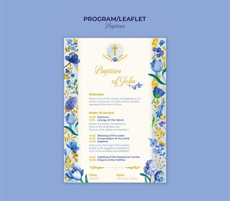 Baptism program template design | Free PSD