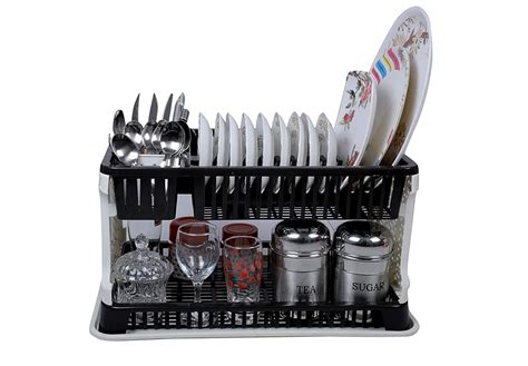 ARURA (LABEL) 2 Layer Foldable Kitchen Dish Drainer Organizer Storage ...