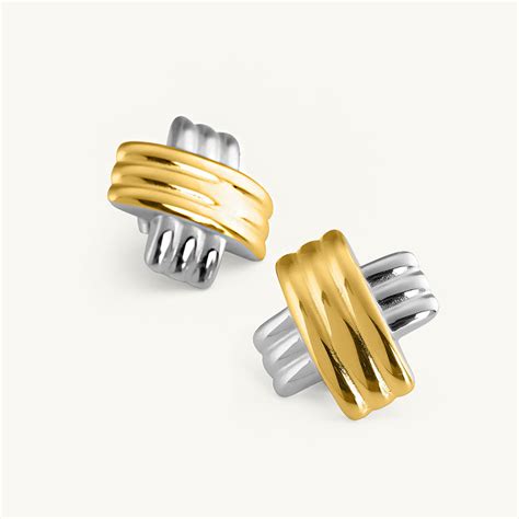 Gold & Silver Cross Earrings – PALMONAS