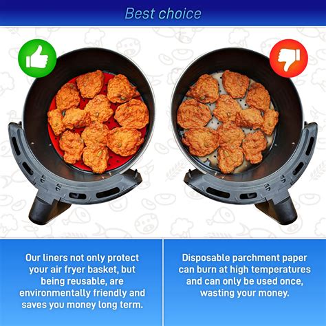 Buy LOTTELI KITCHEN Reusable Silicone Air Fryer Liners 3 Pack with Air ...