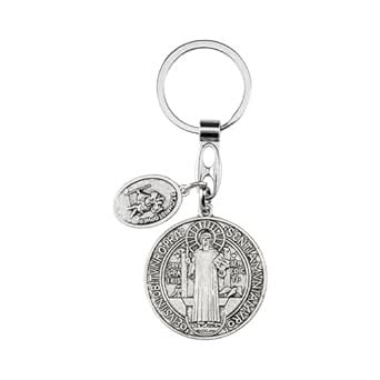 Brilucky St Benedict Medals With St Christopher Keychain, Catholic ...