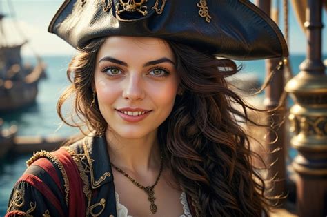 Woman in female pirate costume halloween fancy dress as ocean bandit ...