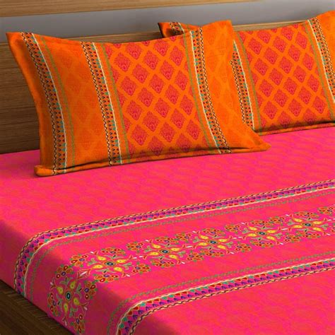 Buy PORTICO Neeta Lulla Printed Cotton King Bed Linen-Set Of 3 Pcs ...
