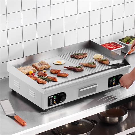 VEVOR Commercial Electric Griddle, 4400W Countertop Half-Flat Top Grill ...