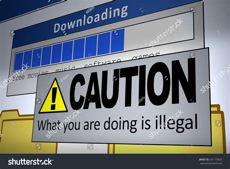 Computer Generated Image Illegal Download Alert Stock Illustration ...