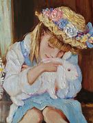Image result for Girl with Rabbit Painting