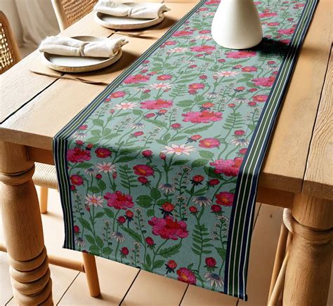 Floral Design Cotton Table Runner by Vargottam - 14 Inch Wide Premium ...
