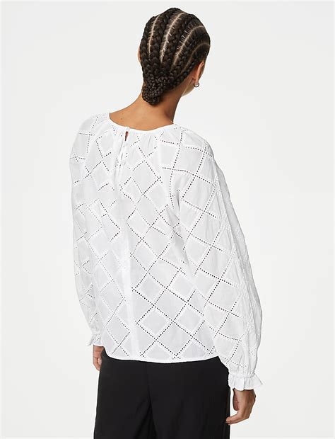 Buy Pure Cotton Broderie Blouse at Marks & Spencer