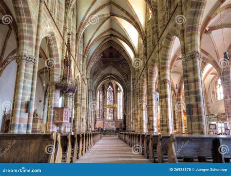 Gothic Nave of the Church of Wissembourg Stock Image - Image of france ...