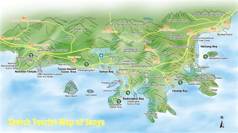 三亚手绘地图-英文版 sketch tourist map of Sanya_carolineyuan-站酷ZCOOL