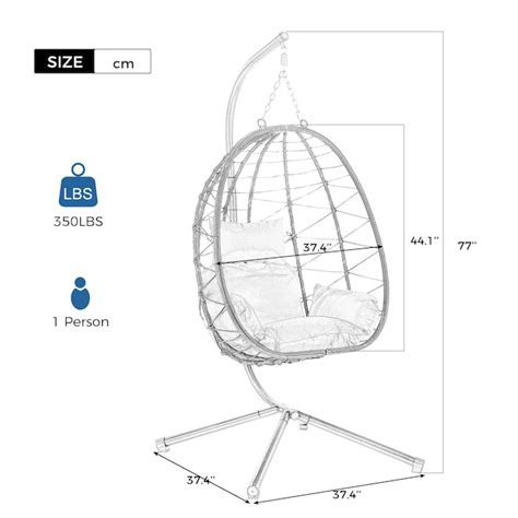Forclover Patio Swing Hammock Egg Chair Wicker Black Steel Frame ...