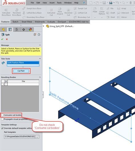 Image result for SolidWorks Using Split Feature to Copy a Solid Body