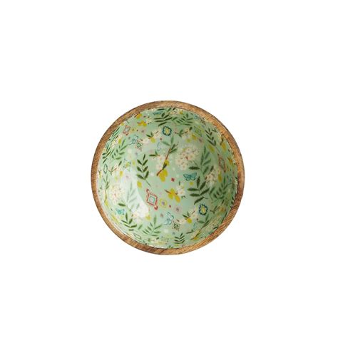 Buy Chumbak Country Wooden Pedestal Bowl - Farm Garden, Green, Bowls ...