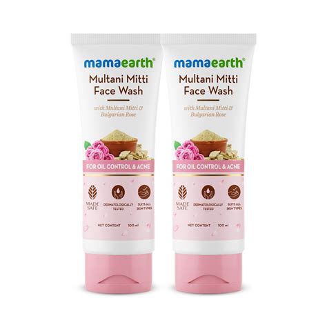 Pack of 2 Mamaearth Multani Mitti Face Wash with Multani Mitti ...