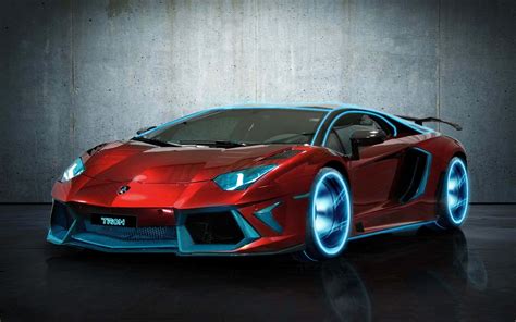 Download Cool Red Lamborghini Car With Neon Wheels Picture | Wallpapers.com