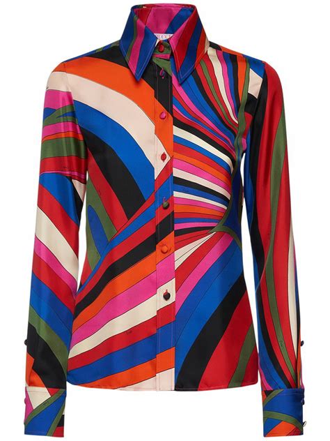 PUCCI Printed Silk Long Sleeve Shirt Emilio Pucci