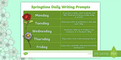 Spring Writing Prompts - Creative Writing Worksheet - Twinkl