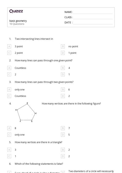 50+ Geometry worksheets for 6th Class on Quizizz | Free & Printable