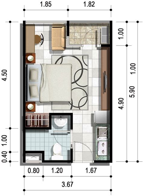 10 ide Denah apartemen | apartemen, apartemen studio, denah rumah