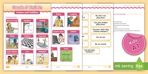 Turkey Curriculum English Vocabulary Cards: Grade 5 Unit 3 (Hobbies and ...
