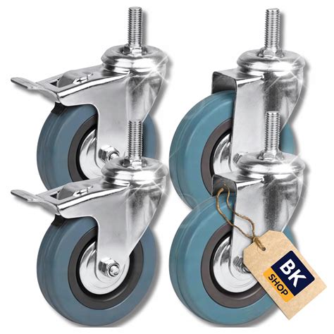 ZESTAW JEZDNY KÓŁKA OBROTOWE 140 kg GUMOWE KOŁA MEBLOWE HAMULEC 50 mm 4 ...