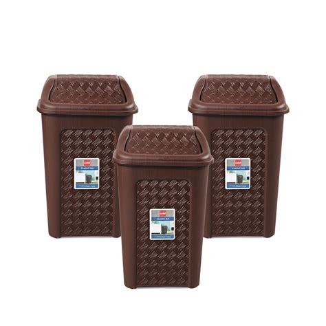 Cello Plastic Classic Swing Dustbin, 9 Litre, Brown, Set of 3 : Amazon ...