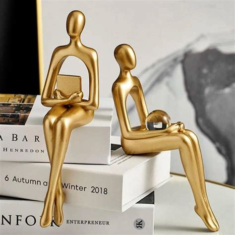 Abstract Thinkers Gold Sculpture Set of 3 – Rangdedecor