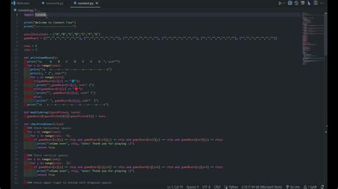 Connect 4 Python Code Using 2D Lists 的图像结果