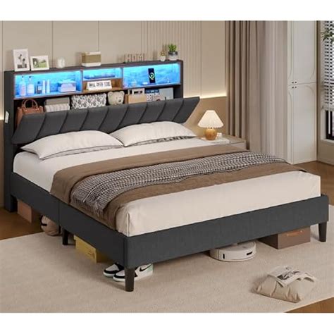 ADORNEVE Queen LED Bed Frame with Outlet & USB, India | Ubuy