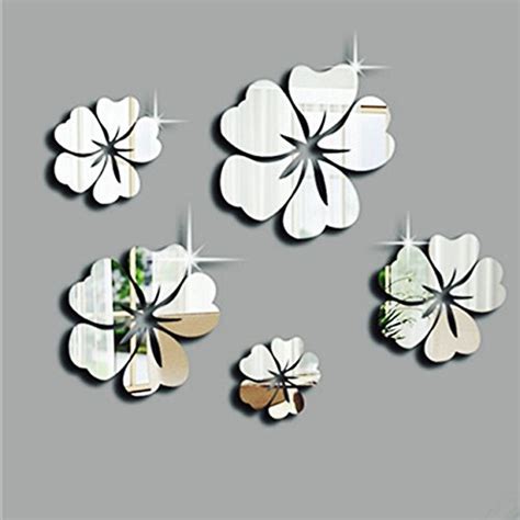 Buy Hibiscus Flowers Stereo Acrylic Mirror Wall Stickers Living Room ...