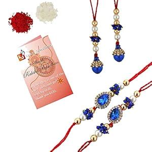 LUCKY JEWELLERY Designer Gold Plated Combo Blue Color Bhaiya Bhabhi ...