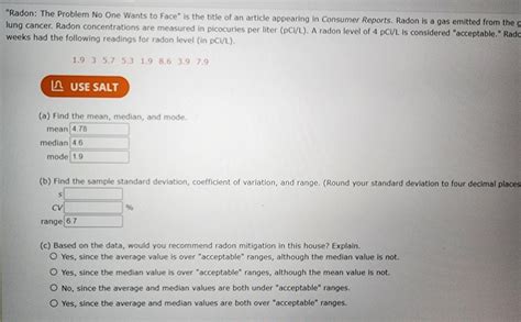Solved Radon: The Problem No One Wants to Face" is the title | Chegg.com