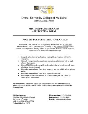 Fillable Online drexelmed Mini-Medical School - Drexel University ...