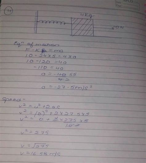 The spring has a force constant of 24N/m. The mass of the block ...