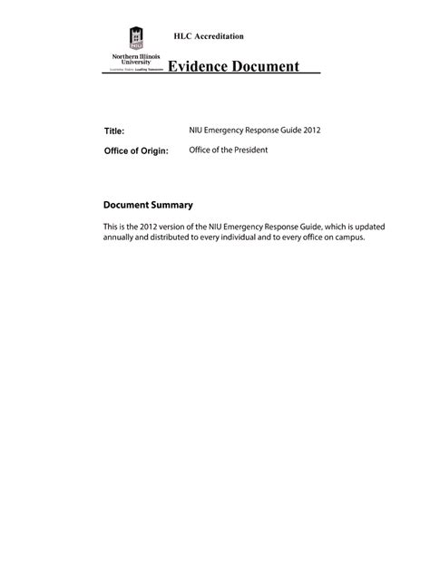 NIU Emergency Response Guide 2012 - Blank Fillable Template | Fill Out ...