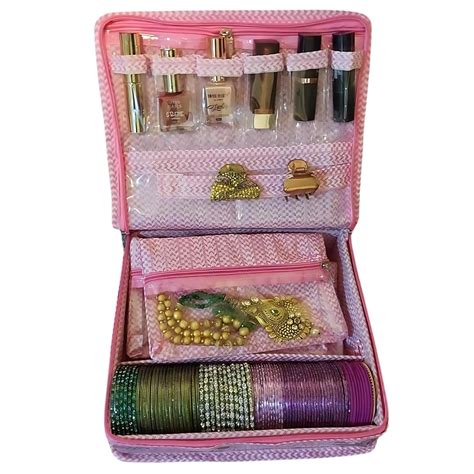 WN BAGS Jewellery Kit with Check Design Vanity Box, Laminated for Women ...
