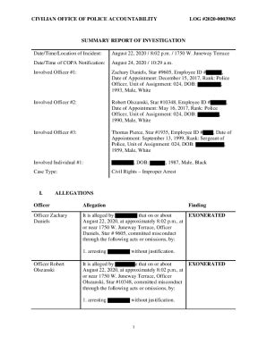 Fillable Online civilian office of police accountability log #2020 ...