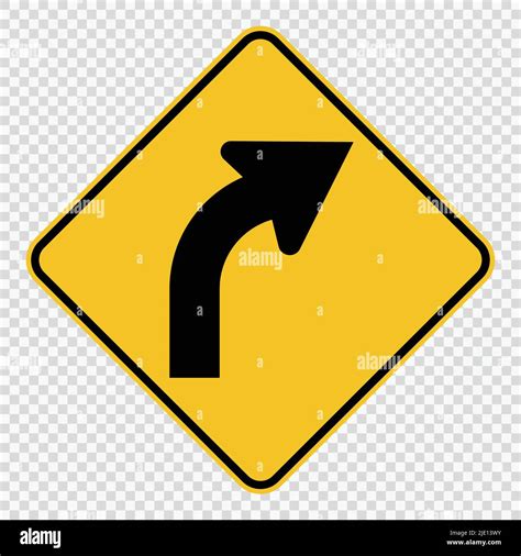 Right Curve Ahead sign on transparent background,vector illustration ...